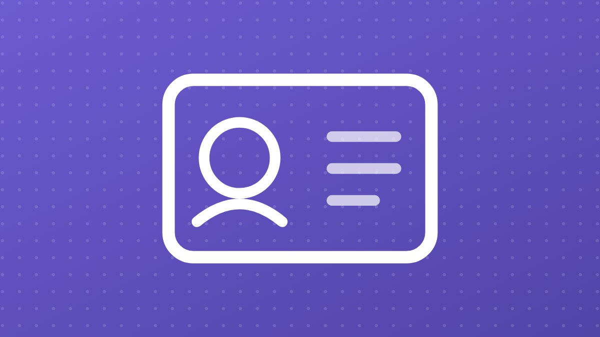 Flat purple illustration of an ID card