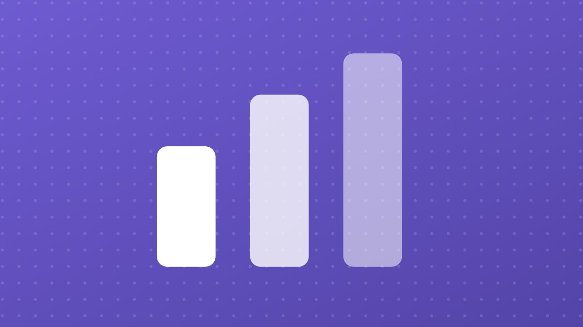 Flat purple illustration of three declining bars